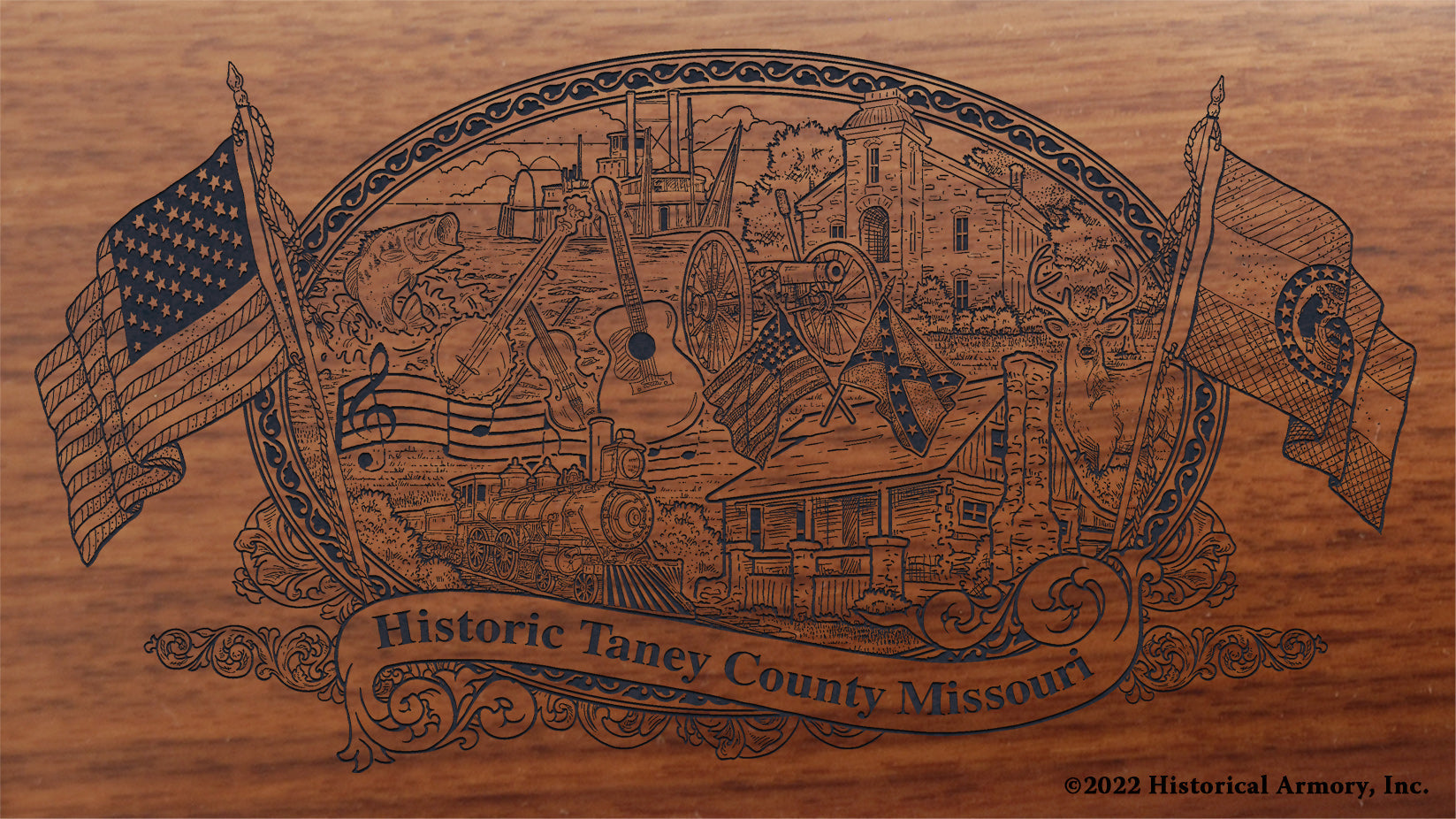 Taney County Missouri Engraved Rifle Buttstock
