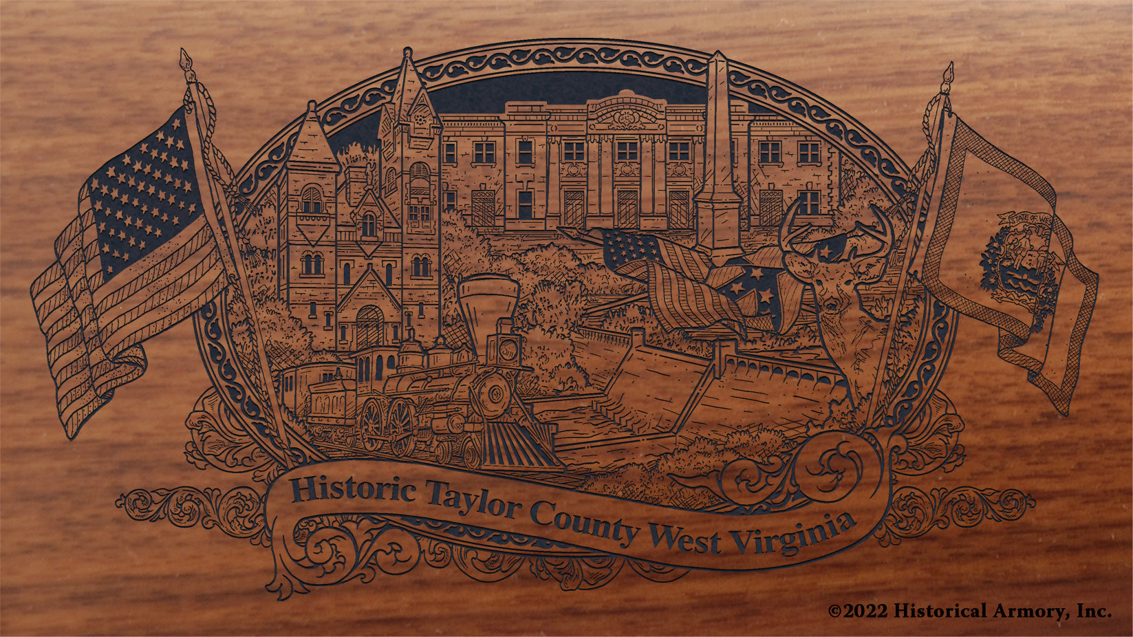 Taylor County West Virginia Engraved Rifle Buttstock
