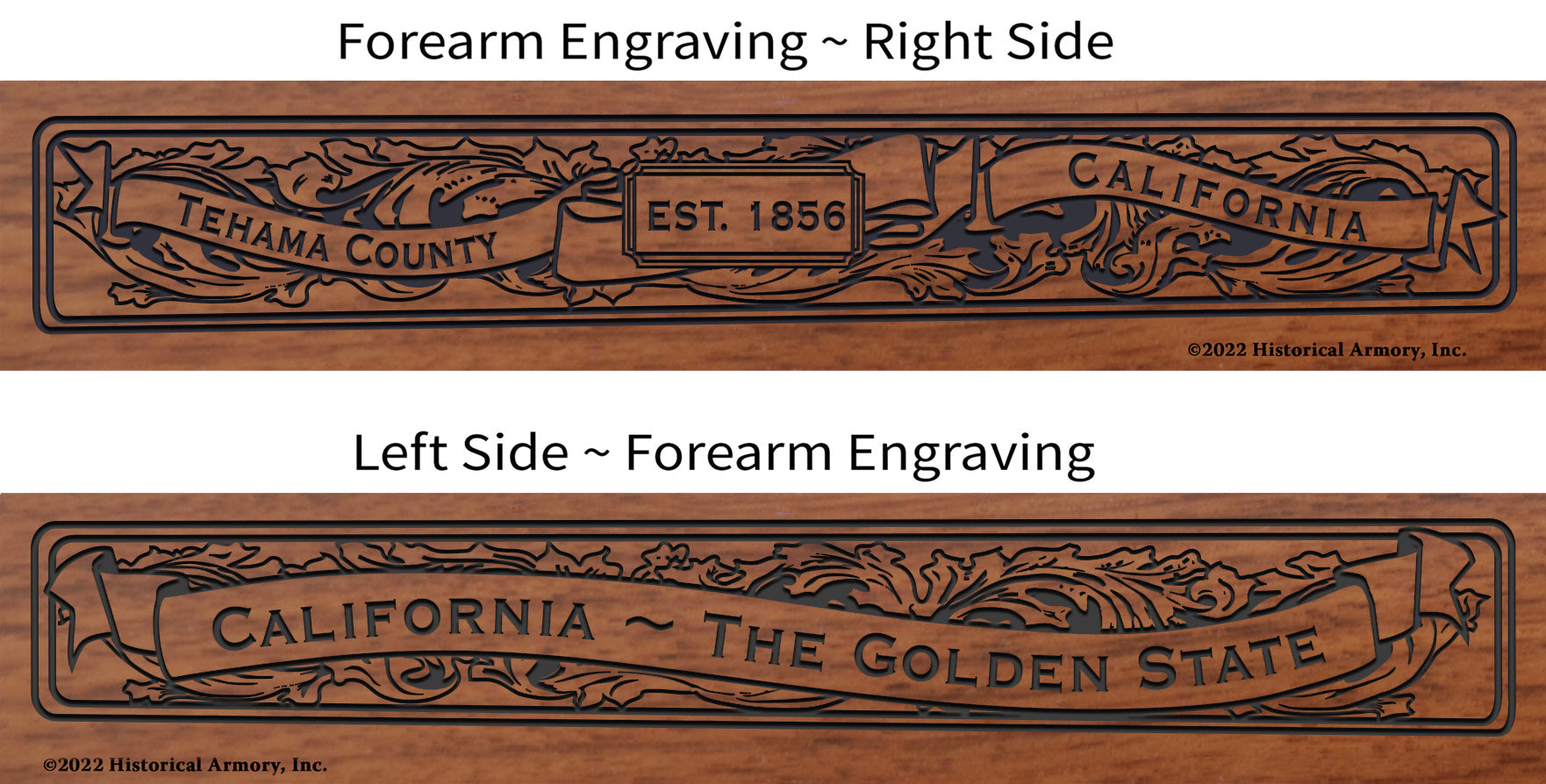 Tehama County California Engraved Rifle Forearm