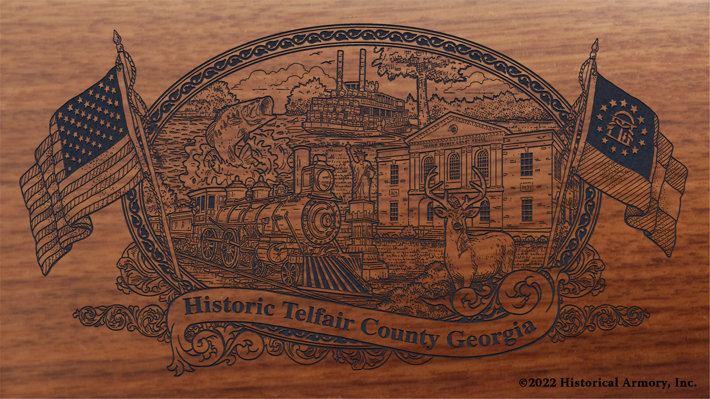 Telfair County Georgia Engraved Rifle Buttstock