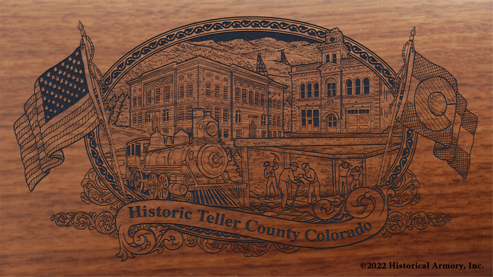 Teller County Colorado Engraved Rifle Buttstock