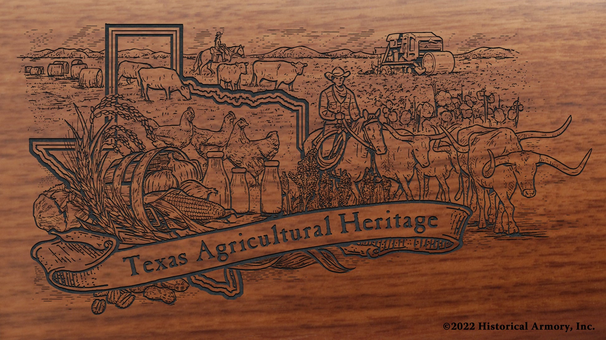 Texas Agricultural Heritage Engraved Rifle Buttstock