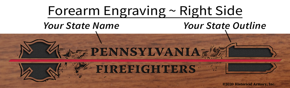 Thin Red Line Firefighter Engraved Rifle Forearm