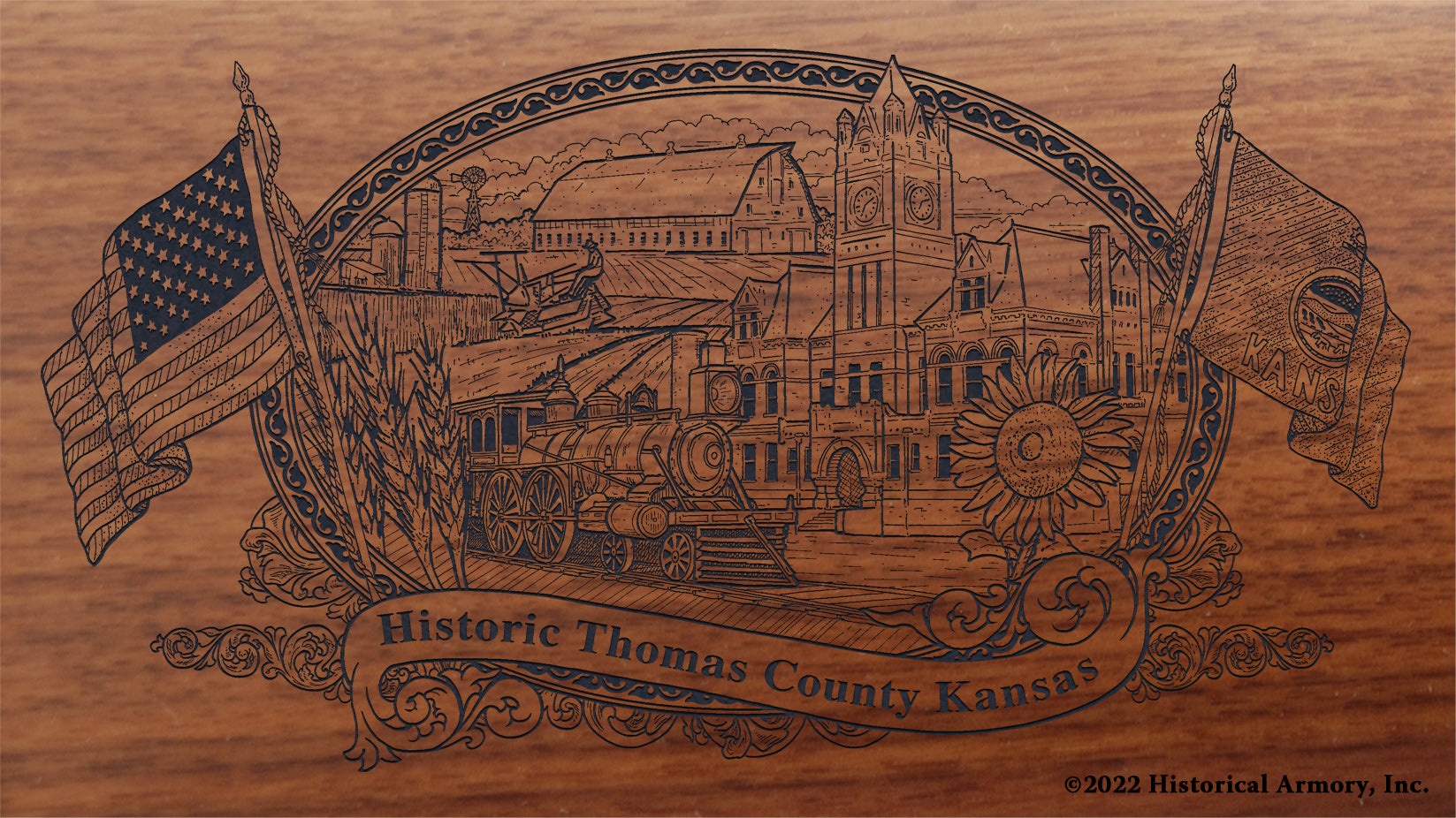 Thomas County Kansas Engraved Rifle Buttstock