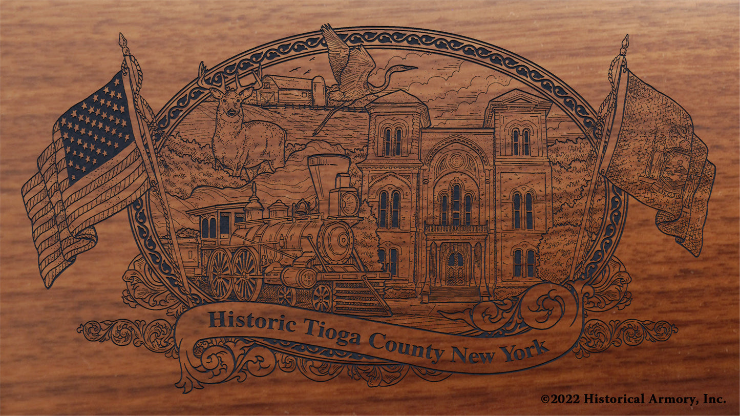 Tioga County New York Engraved Rifle Buttstock
