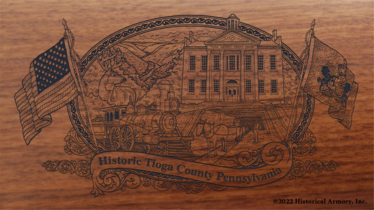 Tioga County Pennsylvania Engraved Rifle Buttstock