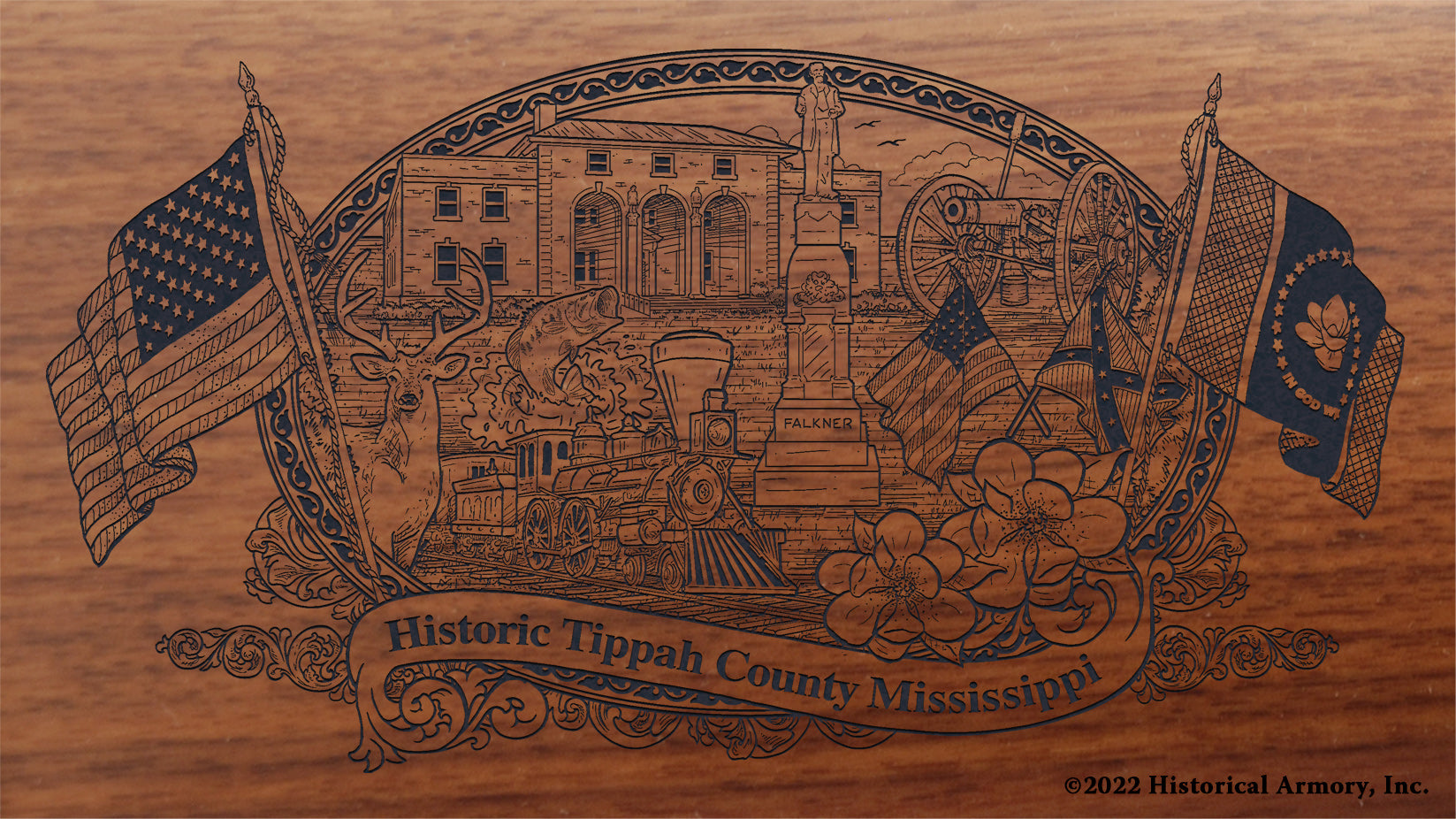 Tippah County Mississippi Engraved Rifle Buttstock