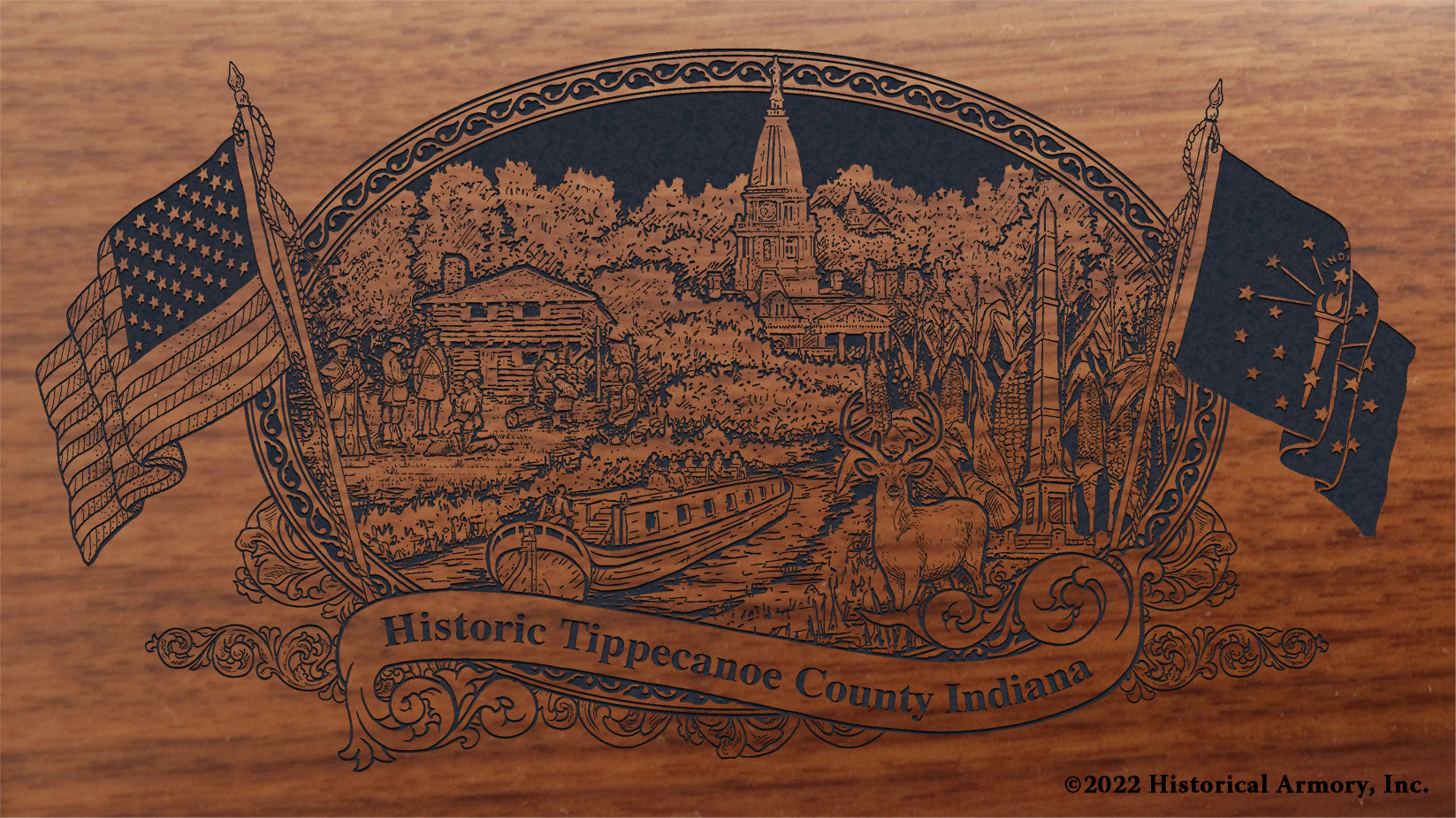 Tippecanoe County Indiana Engraved Rifle Buttstock