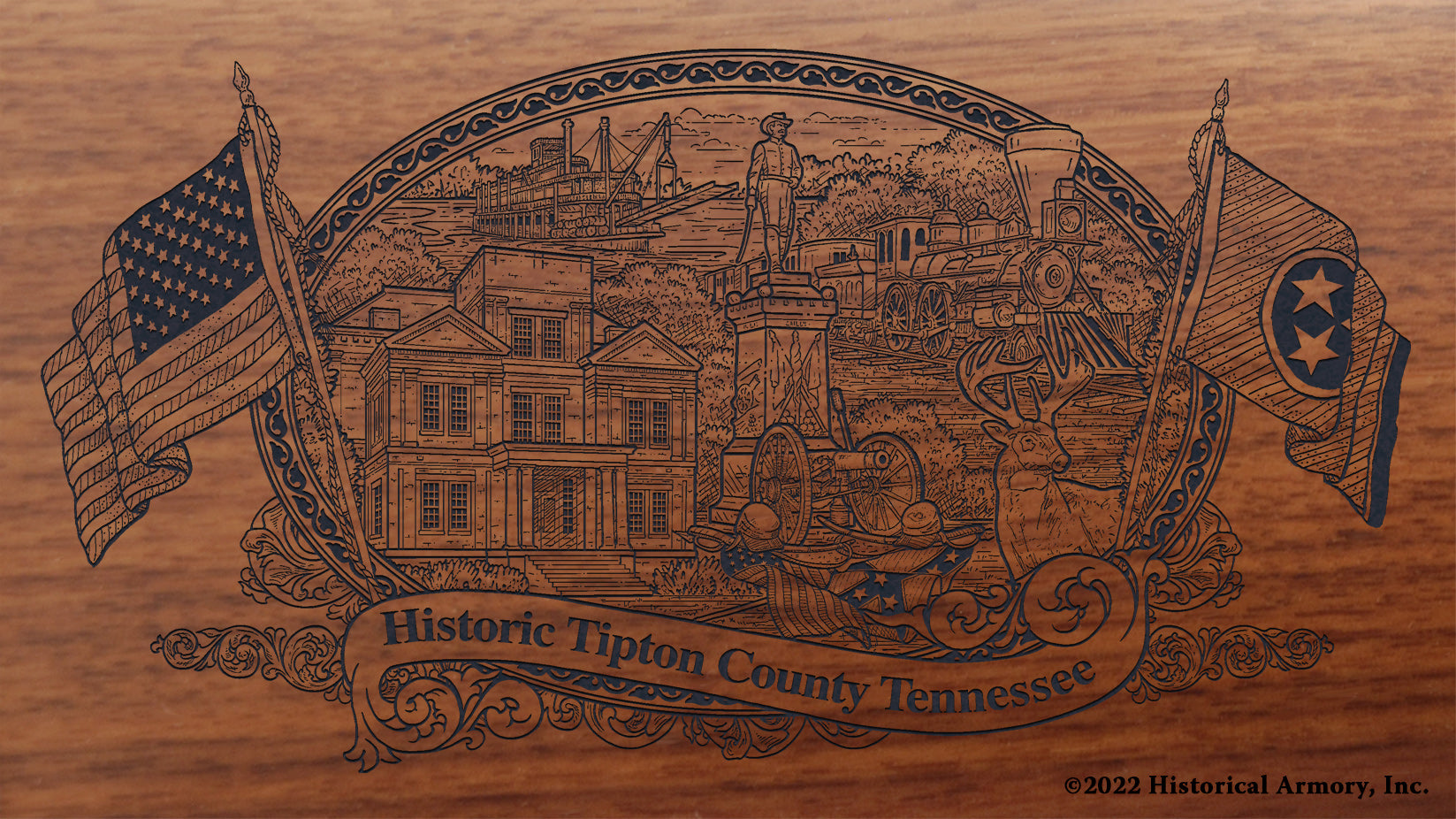 Tipton County Tennessee Engraved Rifle Buttstock