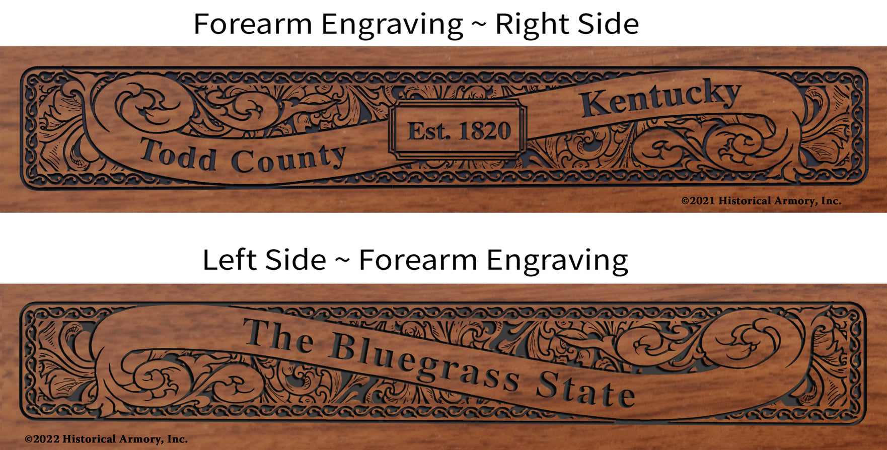 Todd County Kentucky Engraved Rifle Forearm
