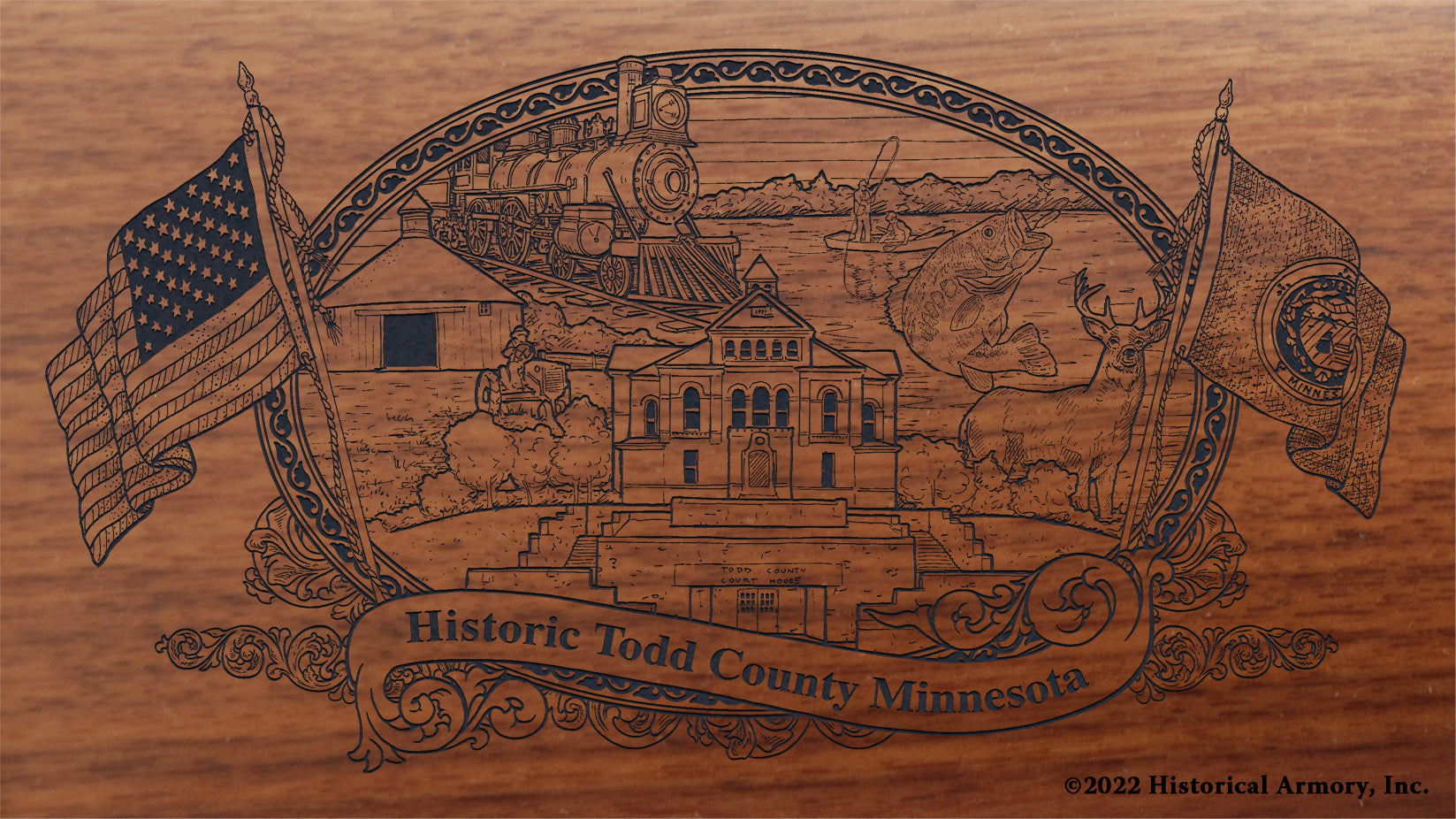 Todd County Minnesota Engraved Rifle Buttstock
