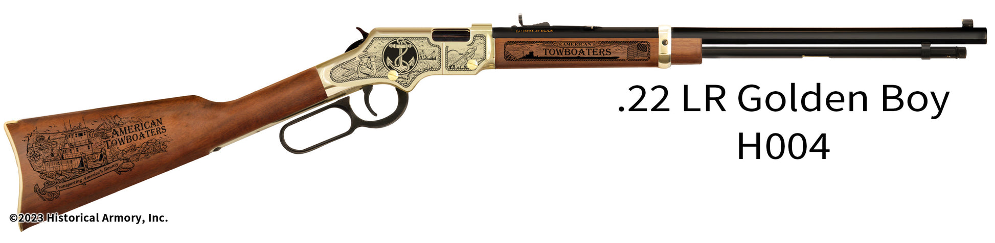 American Towboaters Limited Edition Engraved Henry .22 LR H004 Golden Boy Rifle