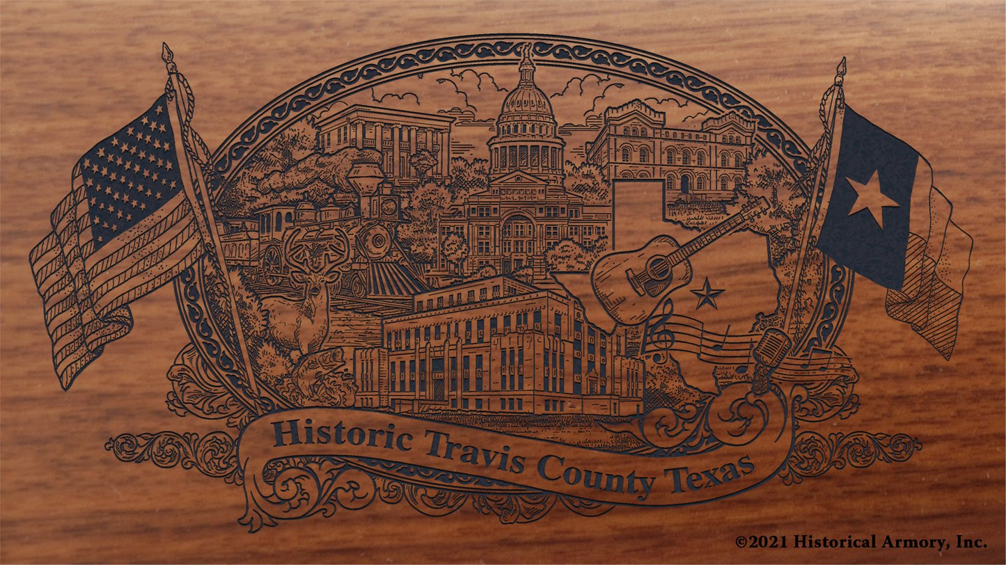 Engraved artwork | History of Travis County Texas | Historical Armory