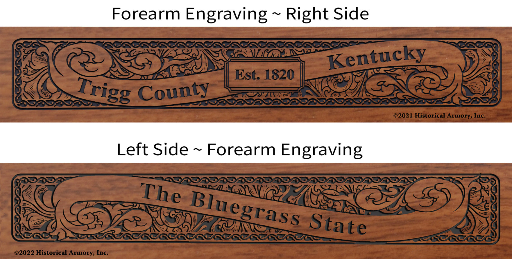 Trigg County Kentucky Engraved Rifle Forearm