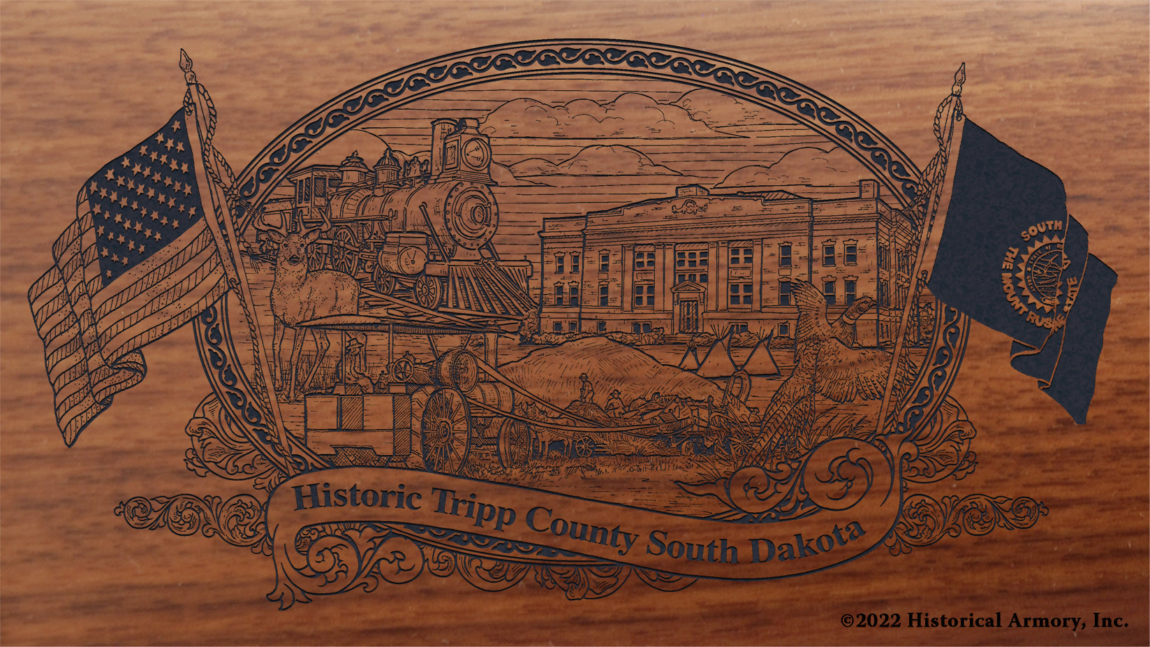 Tripp County South Dakota Engraved Rifle Buttstock