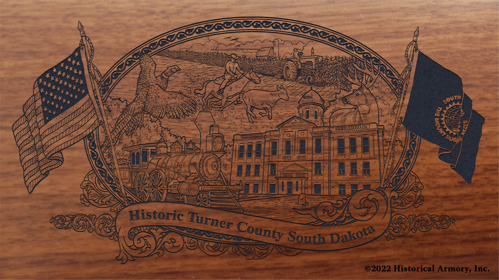 Turner County South Dakota Engraved Rifle Buttstock