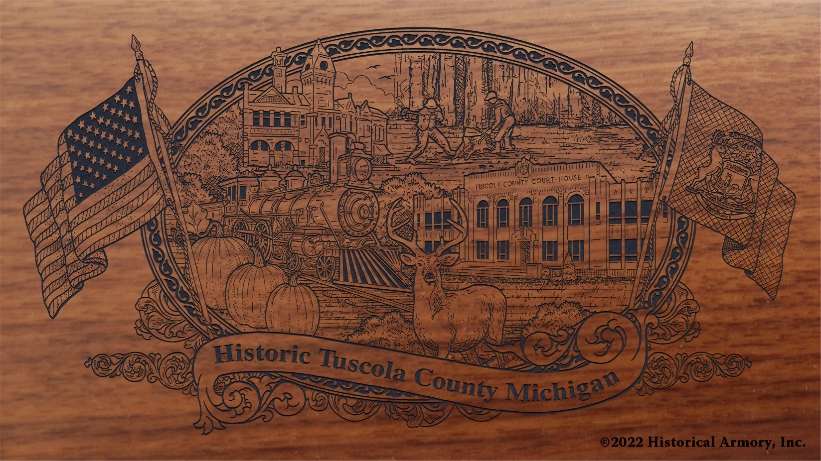 Tuscola County Michigan Engraved Rifle Buttstock
