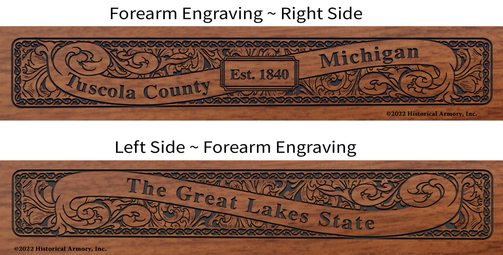 Tuscola County Michigan Engraved Rifle Forearm