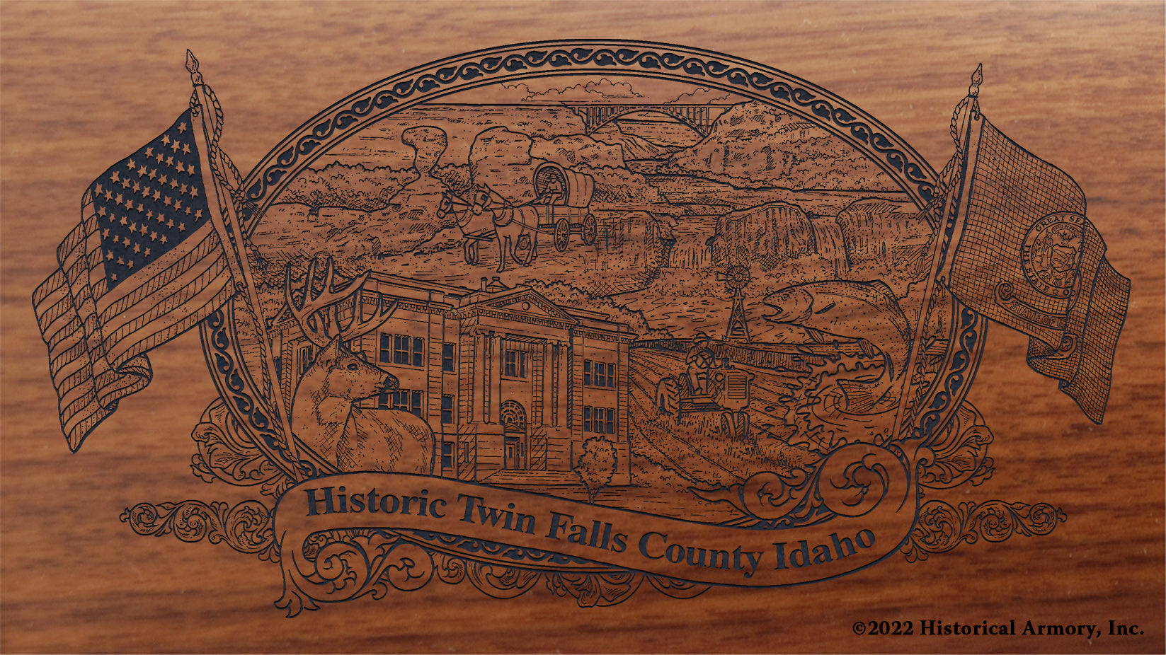 Twin Falls County Idaho Engraved Rifle Buttstock