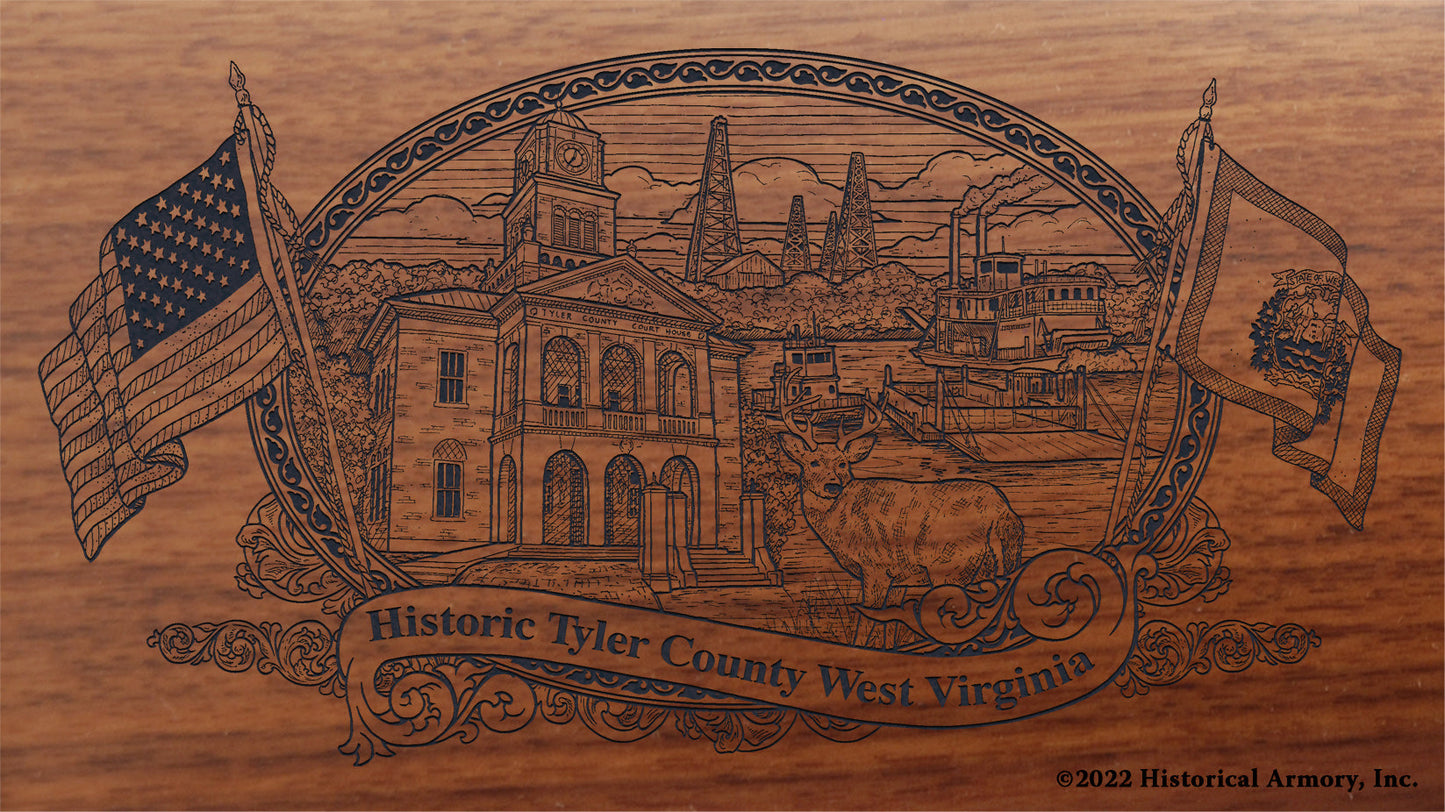 Tyler County West Virginia Engraved Rifle Buttstock