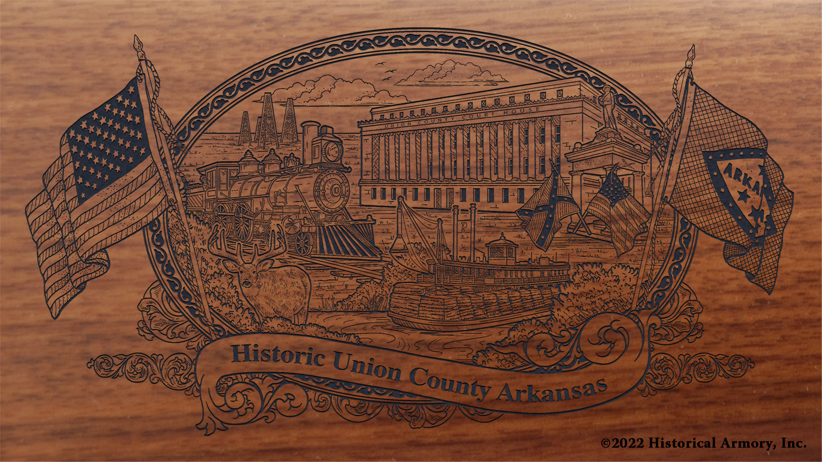Union County Arkansas Engraved Rifle Buttstock