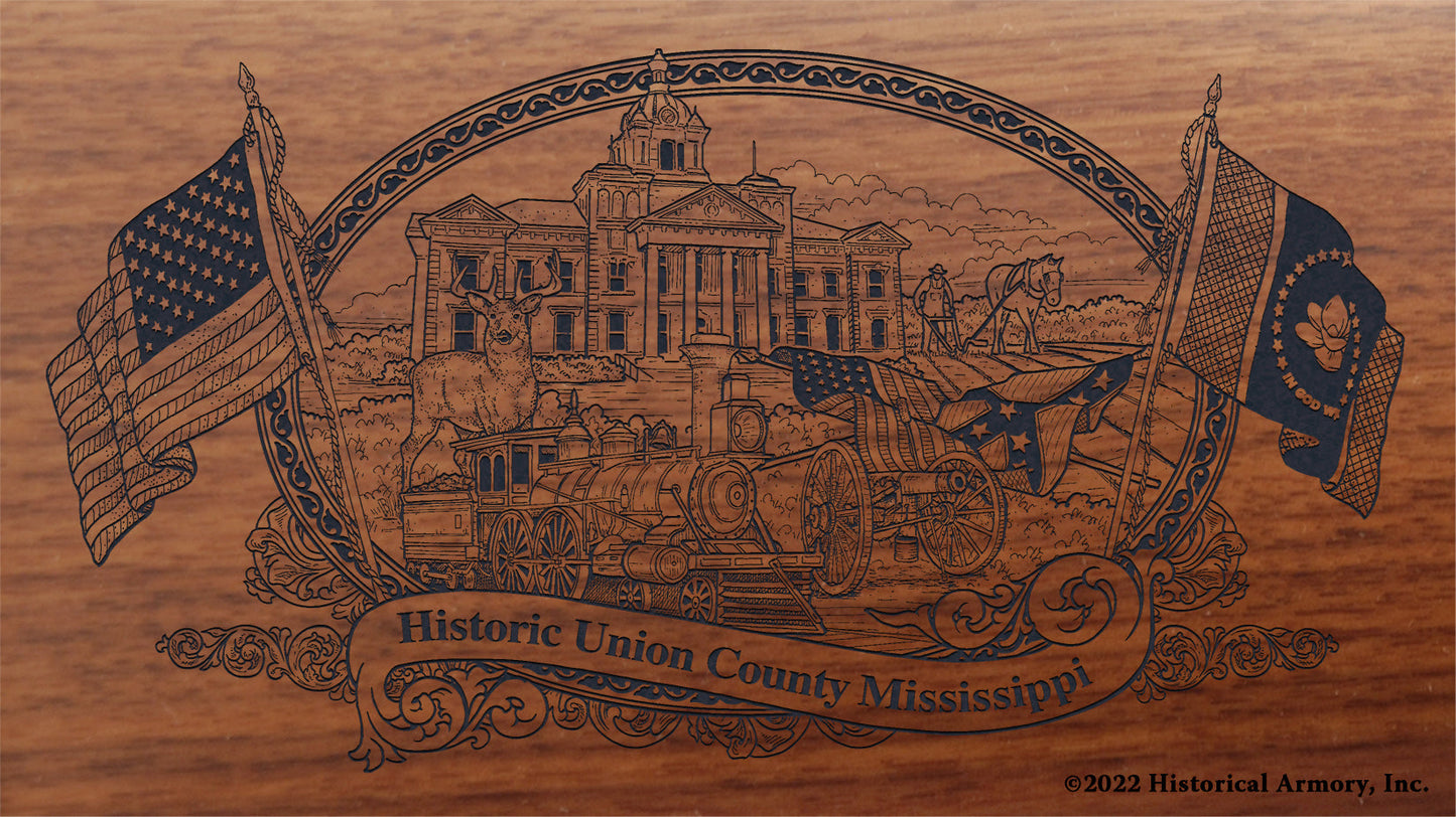Union County Mississippi Engraved Rifle Buttstock