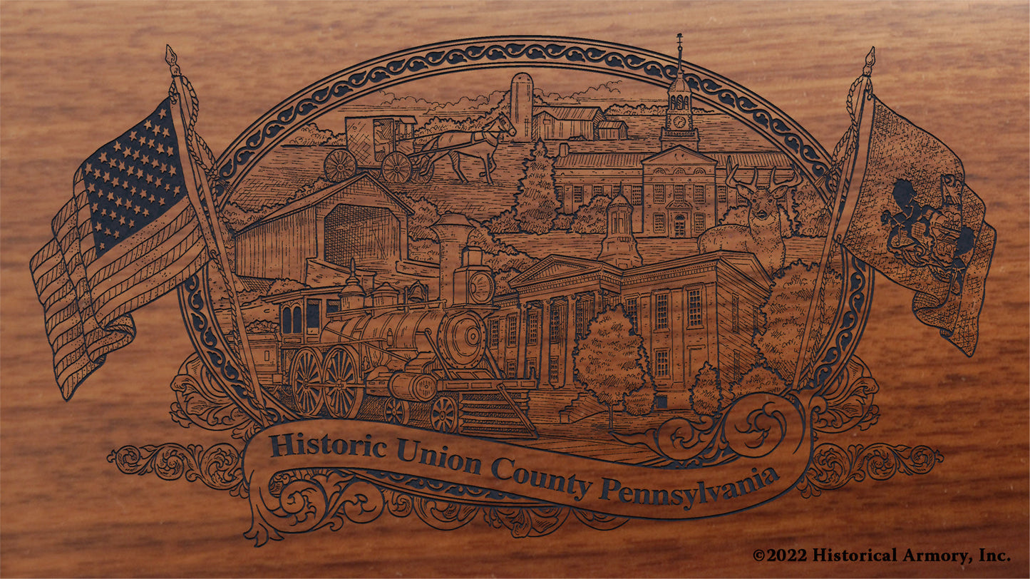 Union County Pennsylvania Engraved Rifle Buttstock