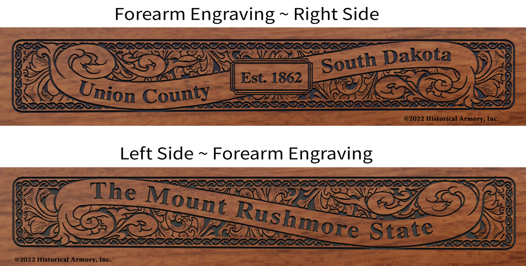 Union County South Dakota Engraved Rifle Forearm