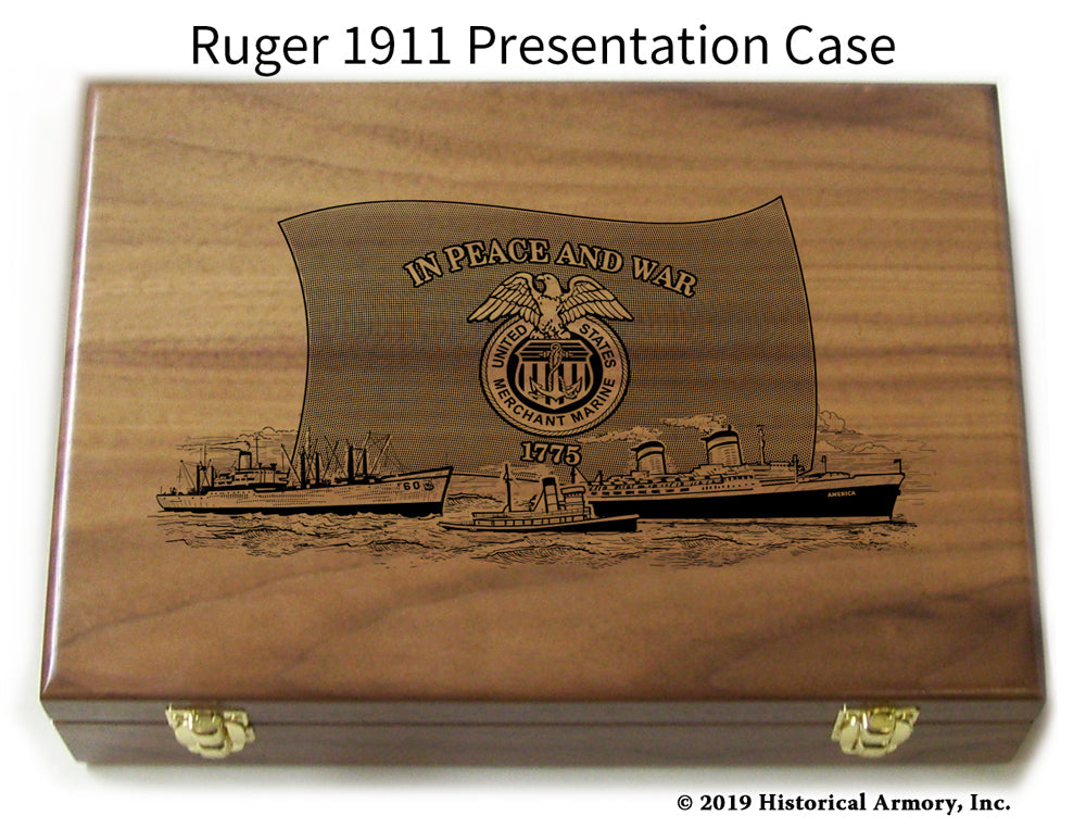 U.S. Merchant Marine Engraved .45 Auto Ruger 1911 Presentation Case