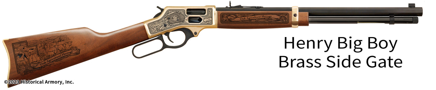 Utah Agricultural Heritage Engraved Henry Big Boy Brass Side Gate Rifle