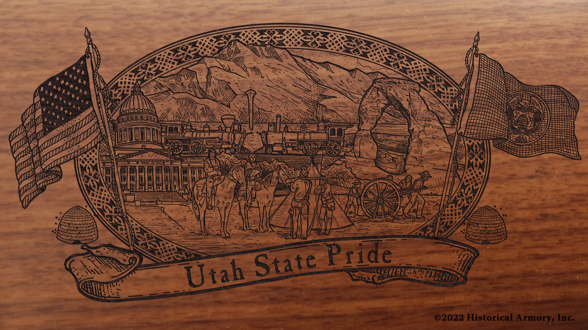 Utah State Pride Engraved Rifle