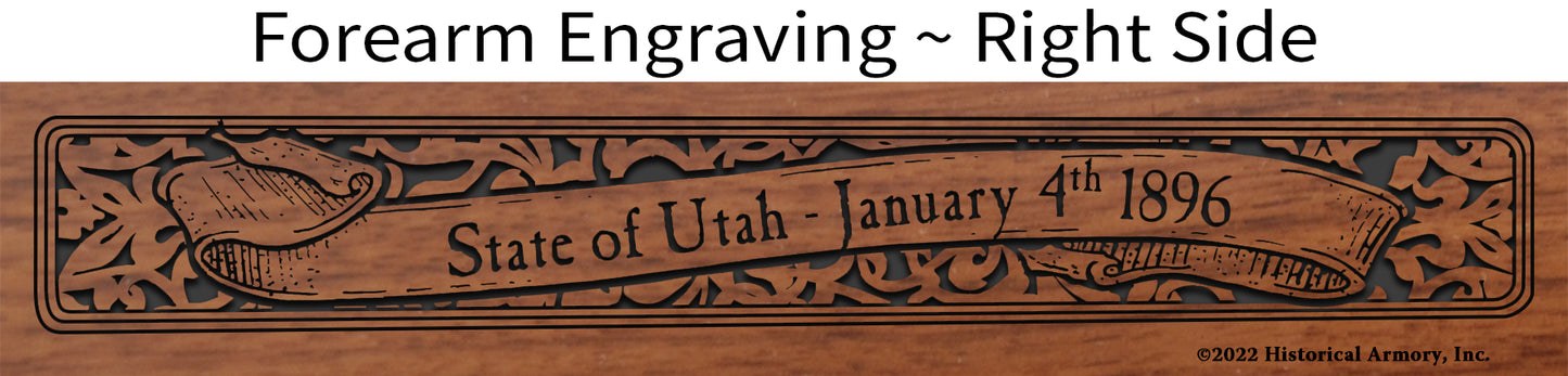 Utah State Pride Engraved Henry Rifle - Forearm Detail