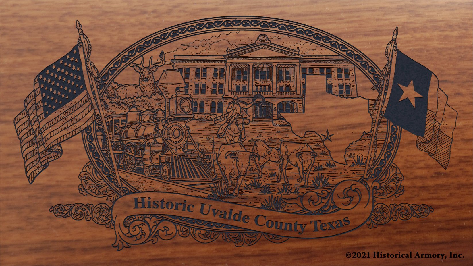 Engraved artwork | History of Uvalde County Texas | Historical Armory