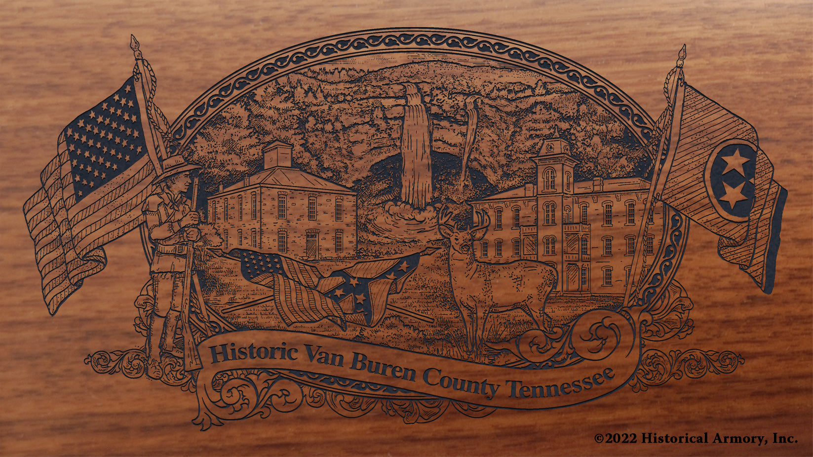 Van Buren County Tennessee Engraved Rifle Buttstock