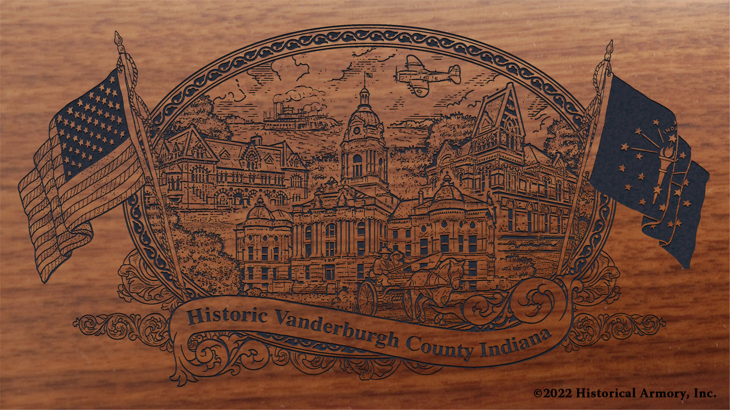 Vanderburgh County Indiana Engraved Rifle Buttstock