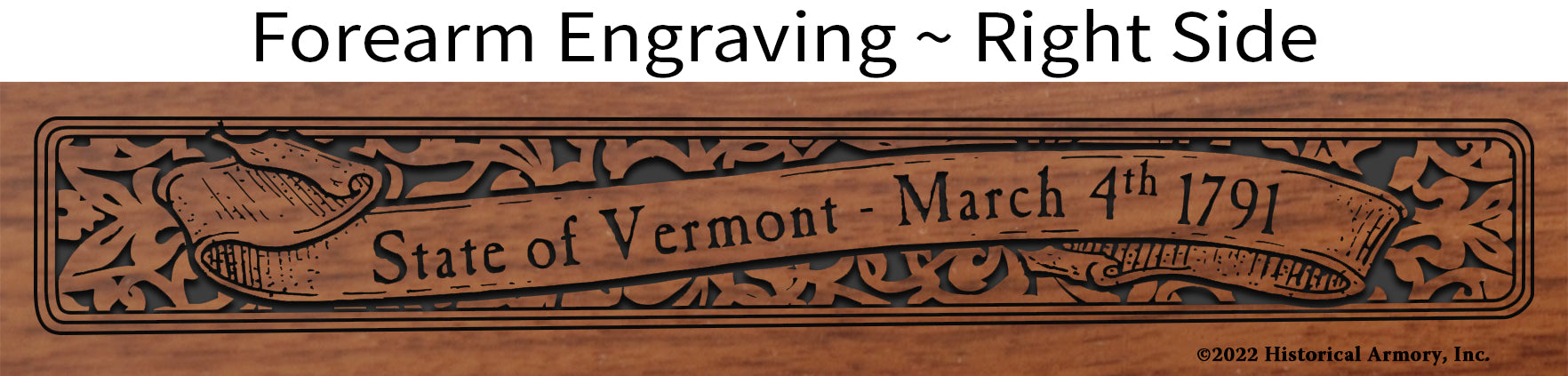 Vermont State Pride Engraved Henry Rifle - Forearm Detail