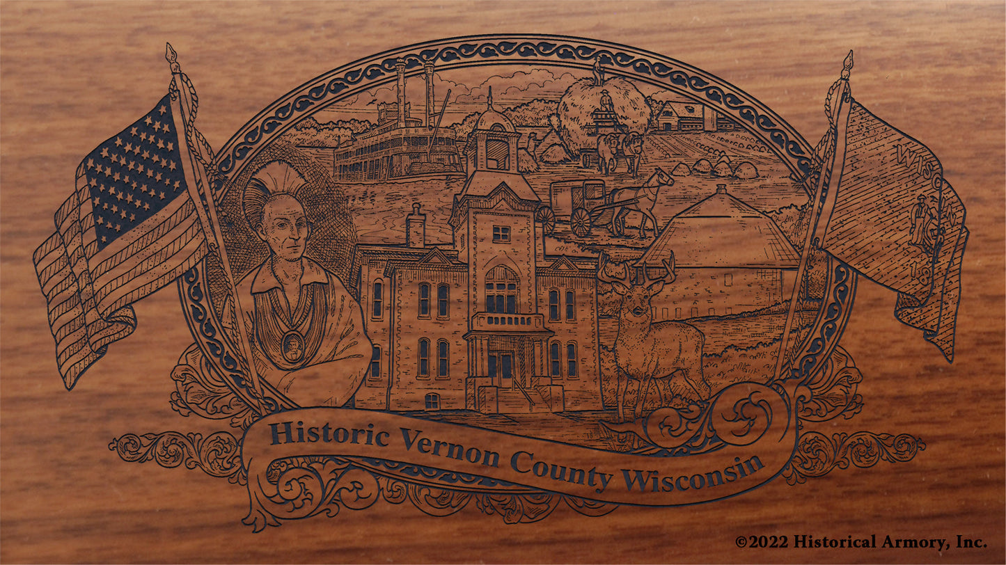 Vernon County Wisconsin Engraved Rifle Buttstock