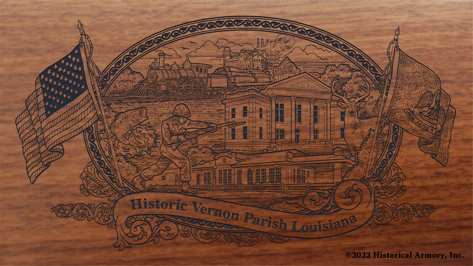 Vernon Parish Louisiana Engraved Rifle Buttstock