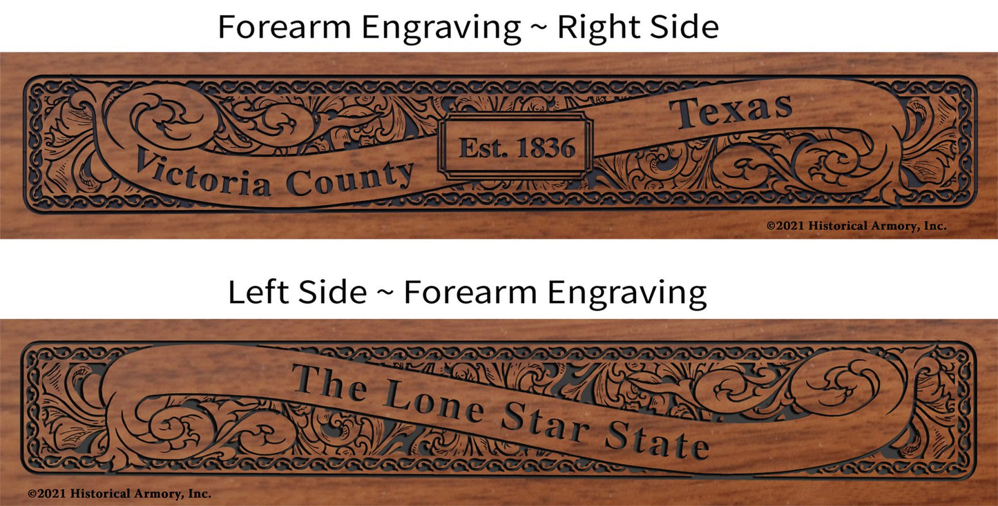 Victoria County Texas Establishment and Motto History Engraved Rifle Forearm