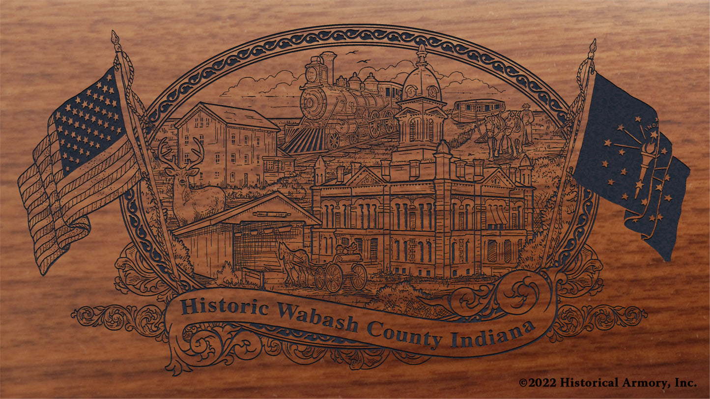 Wabash County Indiana Engraved Rifle Buttstock
