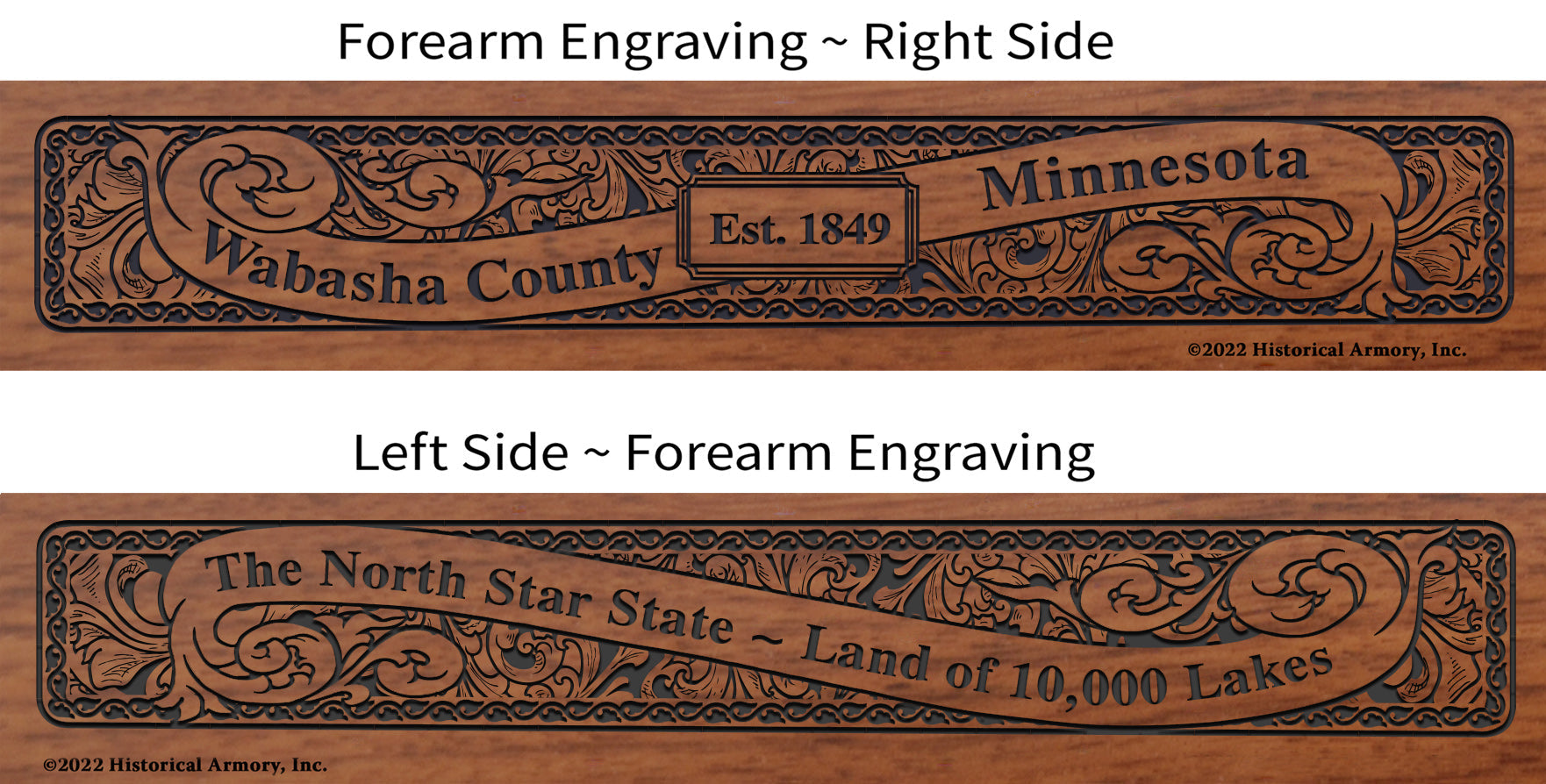 Wabasha County Minnesota Engraved Rifle Forearm