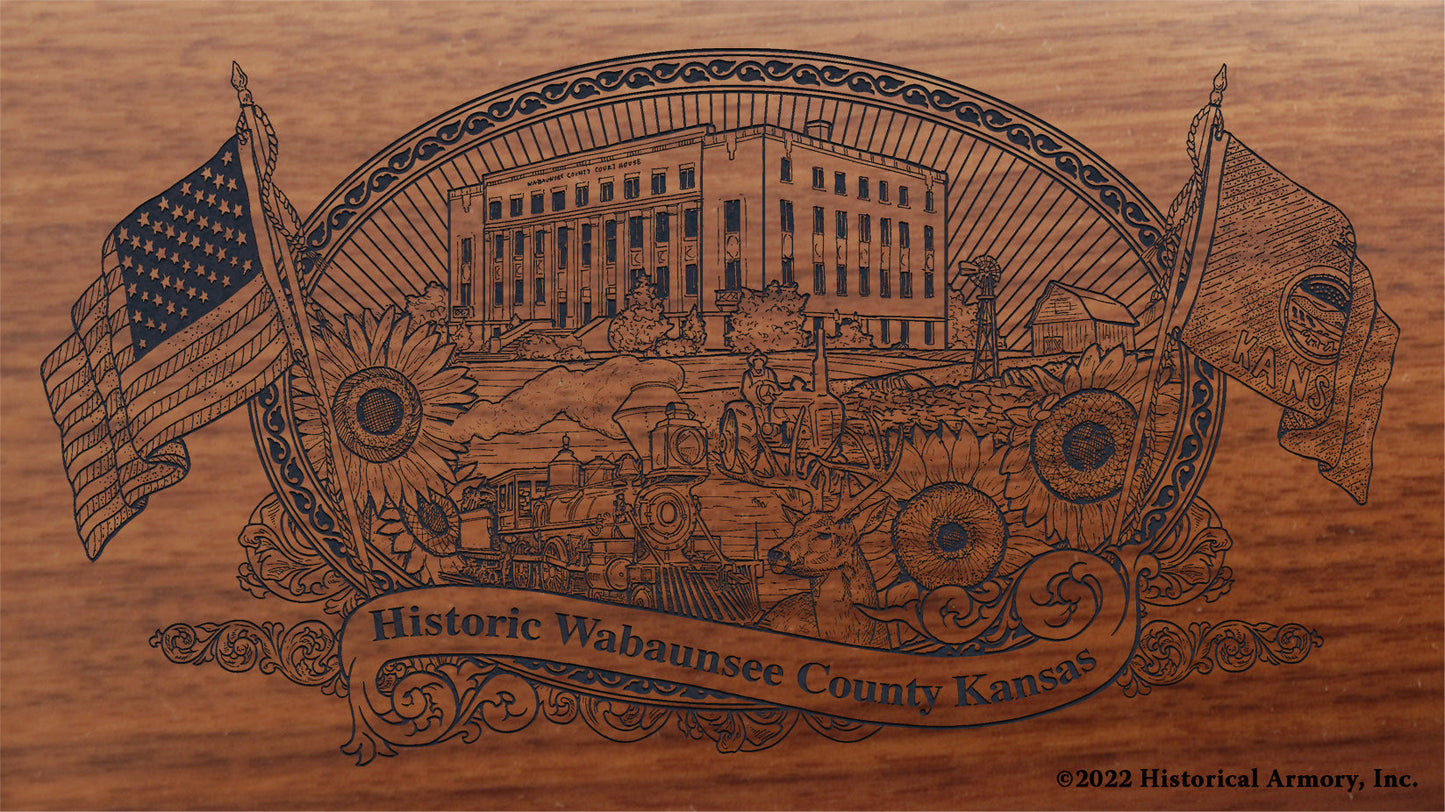 Wabaunsee County Kansas Engraved Rifle Buttstock