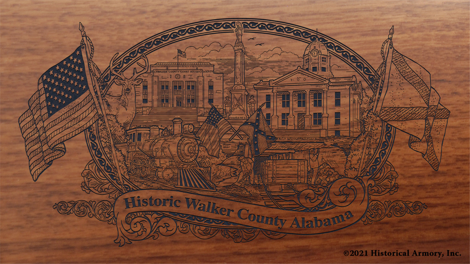 Engraved artwork | History of Walker County Alabama | Historical Armory