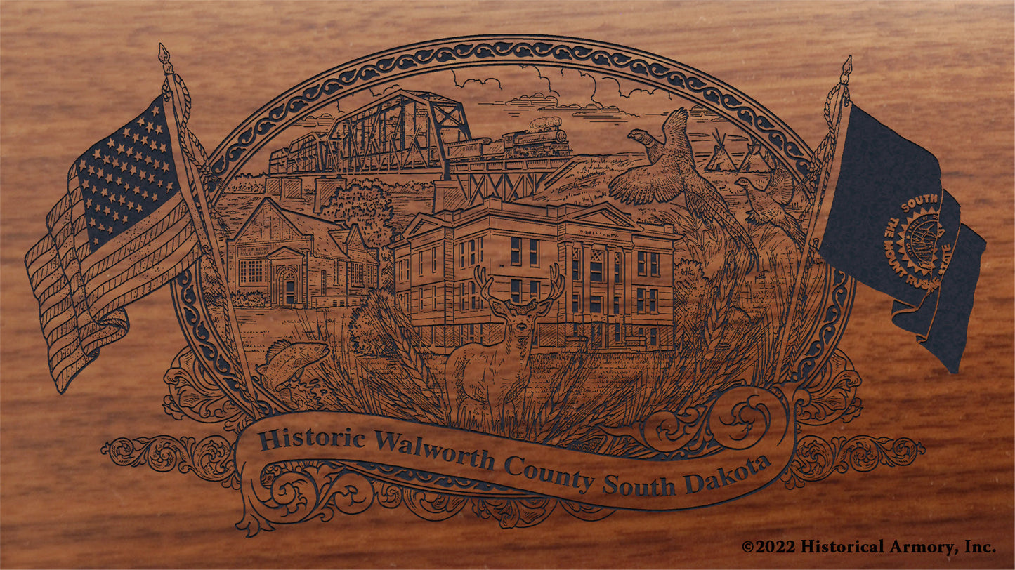 Walworth County South Dakota Engraved Rifle Buttstock