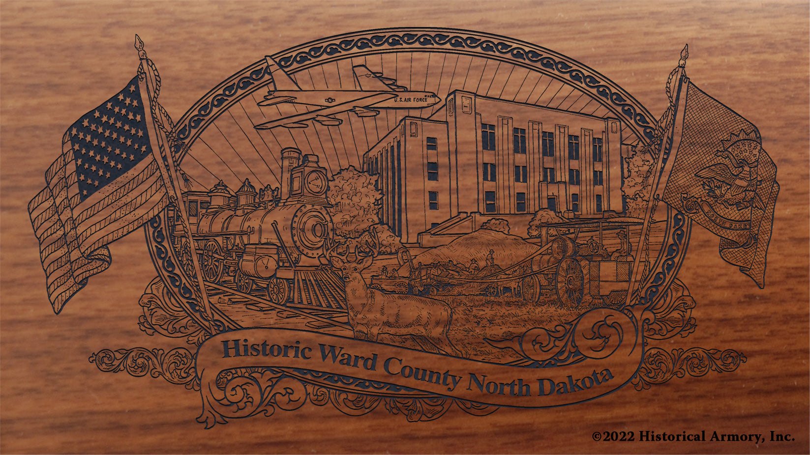 Ward County North Dakota Engraved Rifle Buttstock