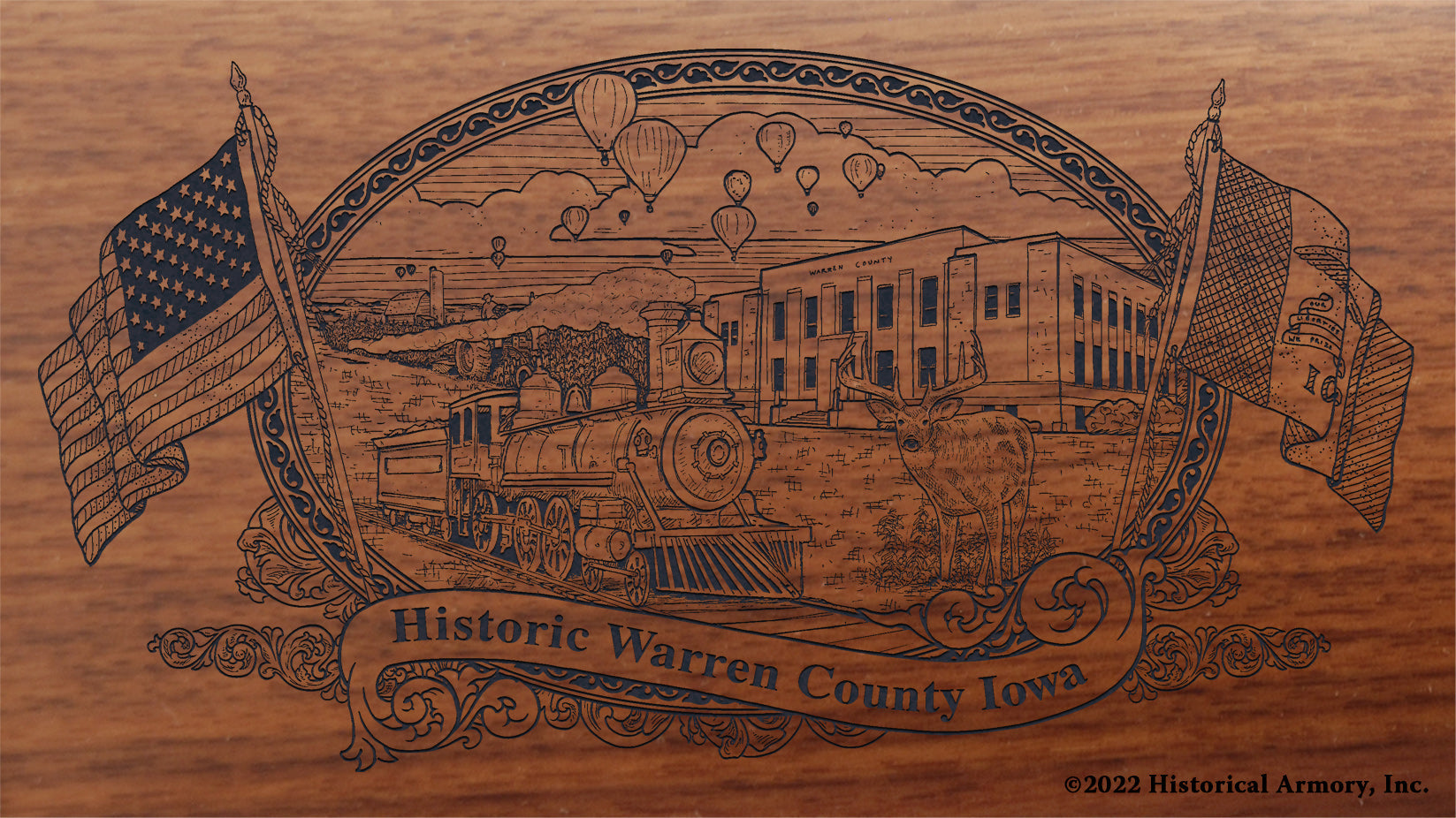 Warren County Iowa Engraved Rifle Buttstock