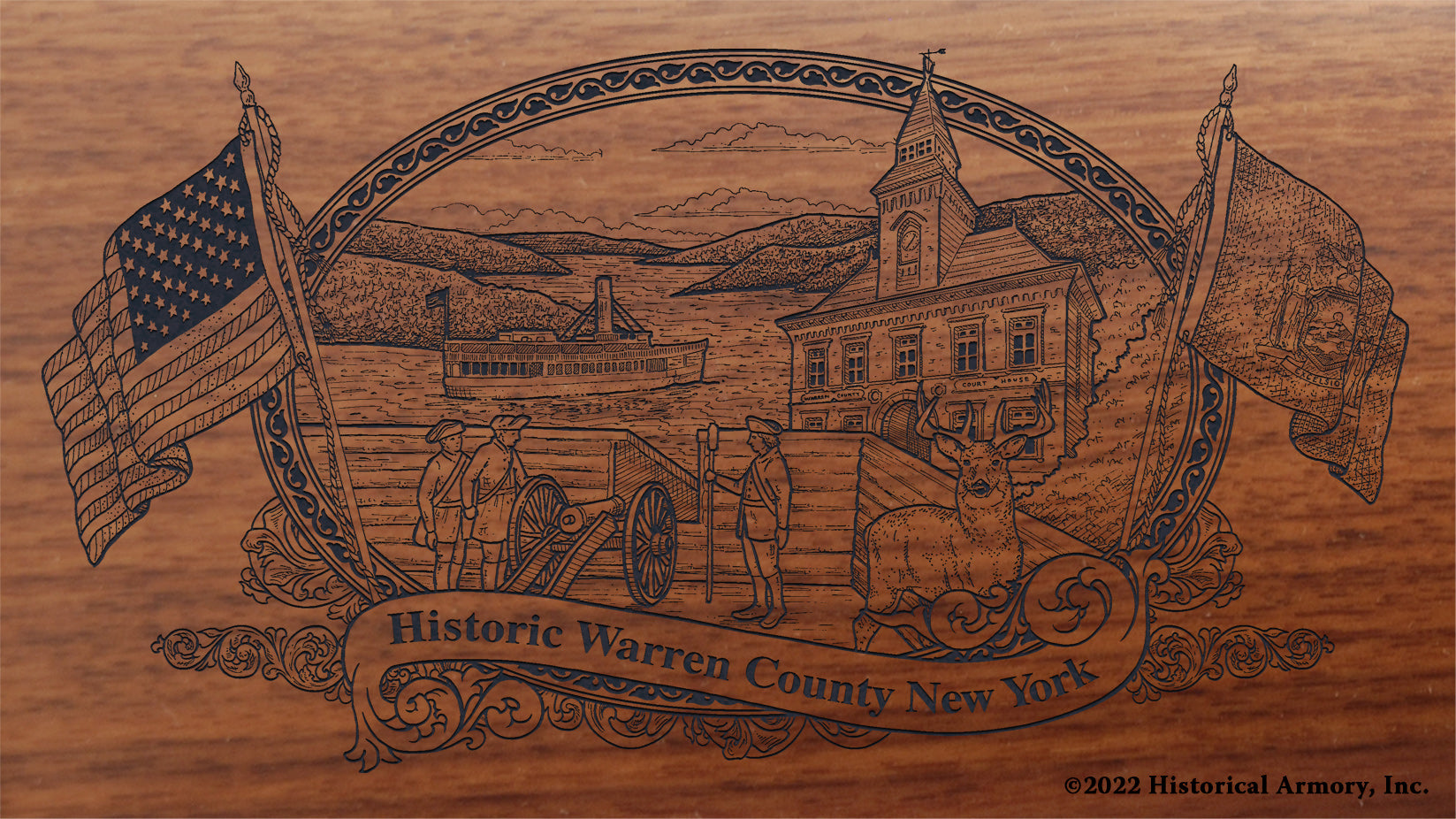 Warren County New York Engraved Rifle Buttstock