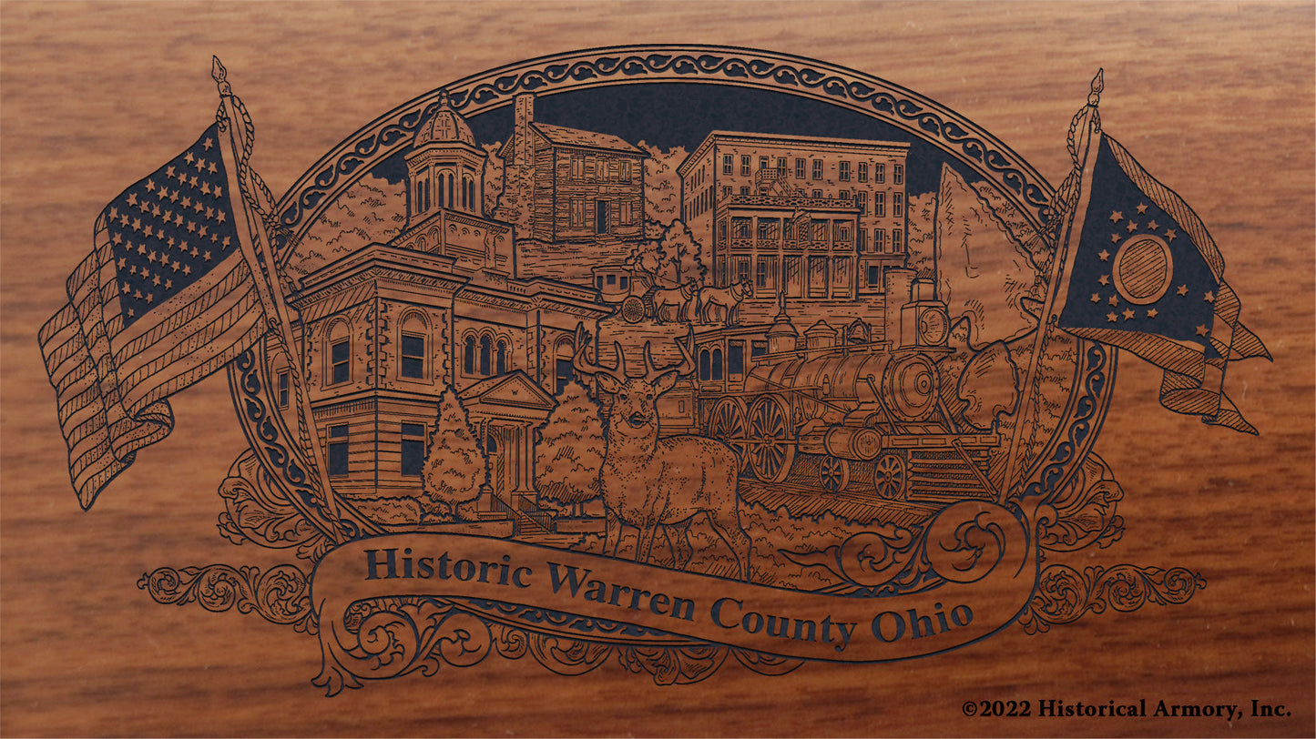Warren County Ohio Engraved Rifle Buttstock