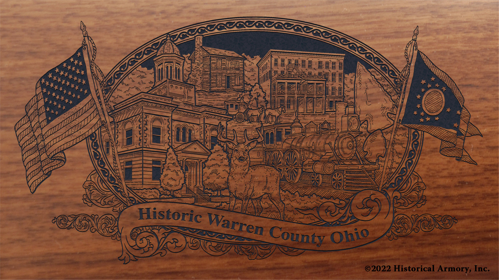 Warren County Ohio Engraved Rifle Buttstock