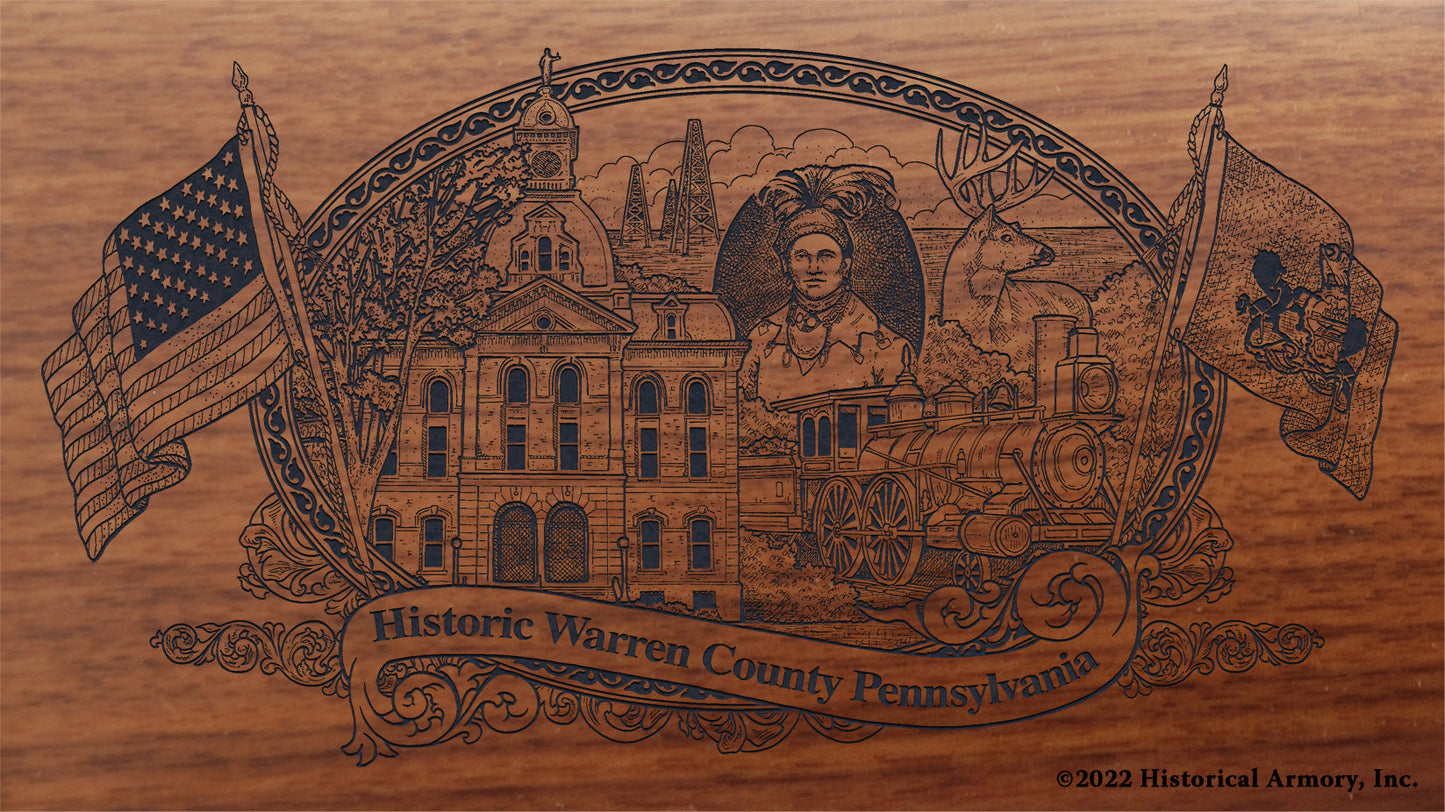 Warren County Pennsylvania Engraved Rifle Buttstock